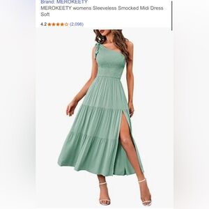 MEROKEETY Women’s Sleeveless Smocked Midi Dress Soft NWT Small